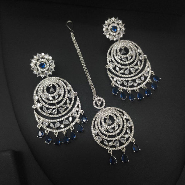 Aamrapali Silver Plated AD Earrings With Maangikka