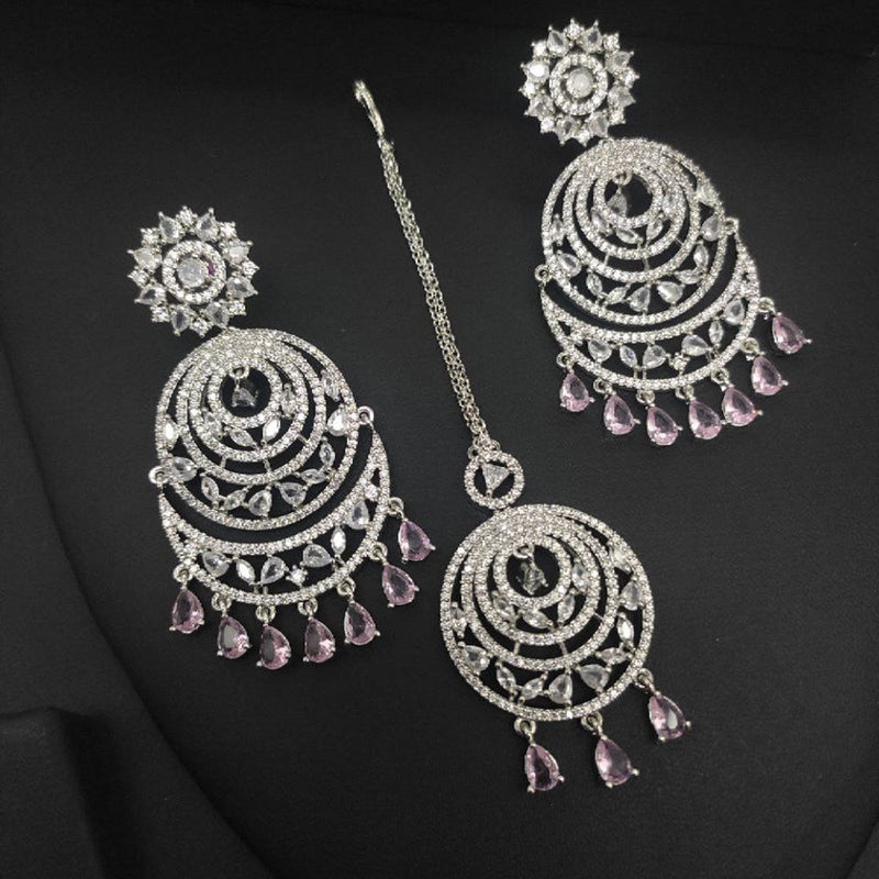 Aamrapali Silver Plated AD Earrings With Maangikka