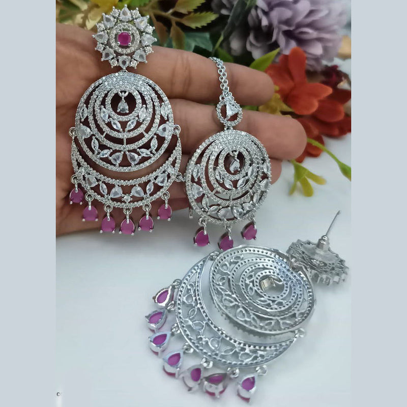 Aamrapali Silver Plated AD Earrings With Maangikka