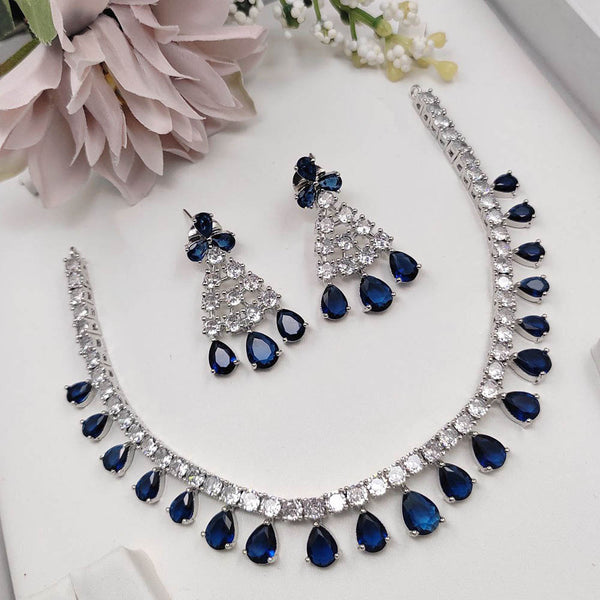 Aamrapali Silver Plated American Diamond Necklace Set