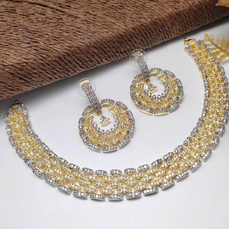 Aamrapali 2Tone Plated American Diamond Necklace Set