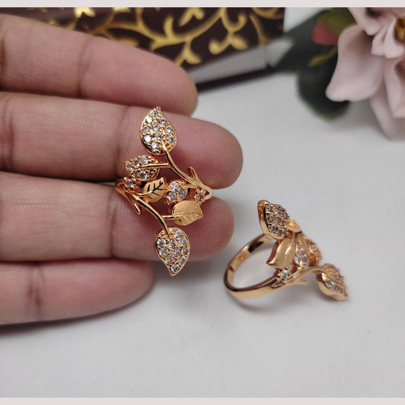 Aamrapali Rose Gold Plated American Diamond Ring