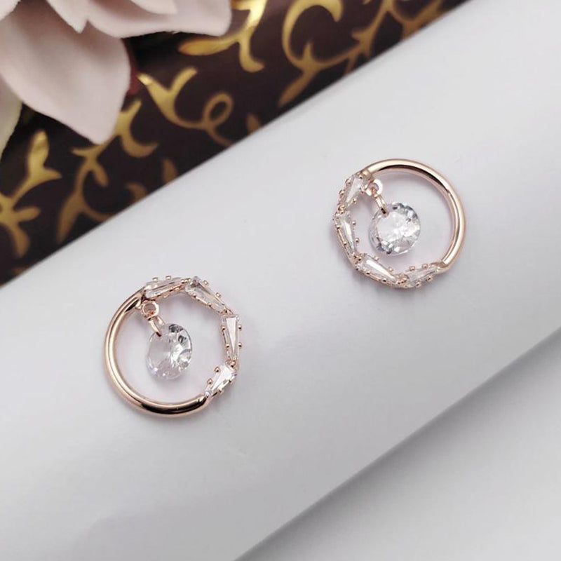 Aamrapali Rose Gold Plated AD Stud Earrings