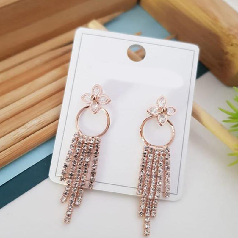 Aamrapali  Rose Gold Austrian Stone Dangler Earrings