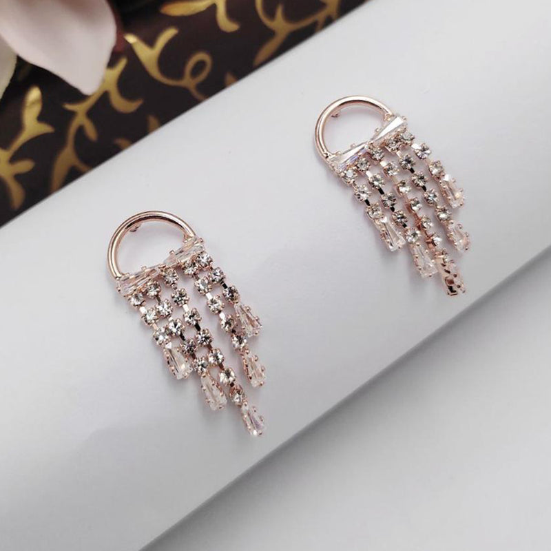 Aamrapali  Rose Gold Austrian Stone Dangler Earrings