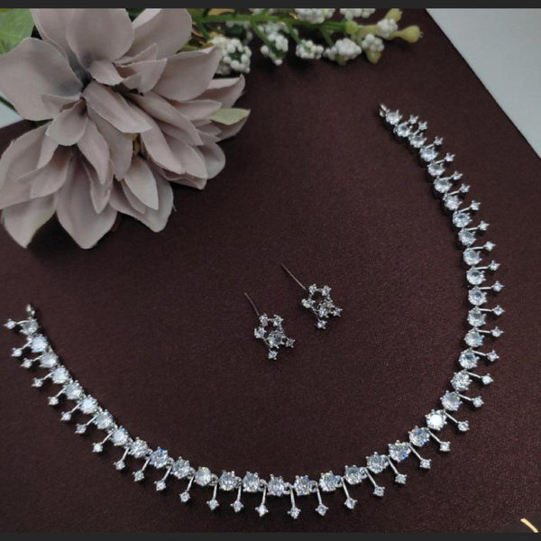 Aamrapali Silver Plated American Diamond Necklace Set