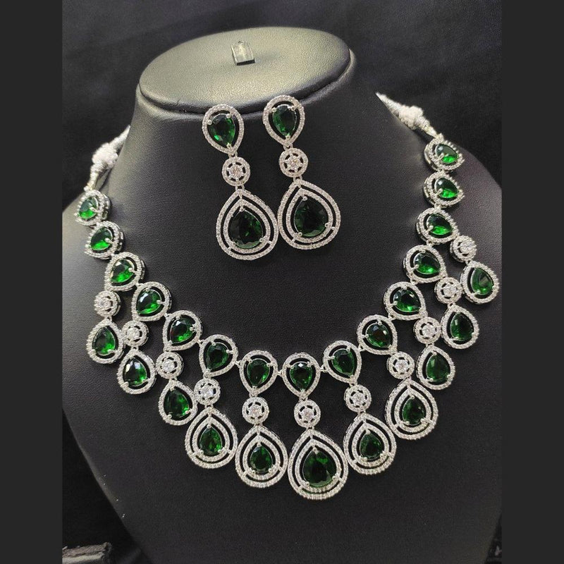 Aamrapali Silver Plated American Diamond Necklace Set