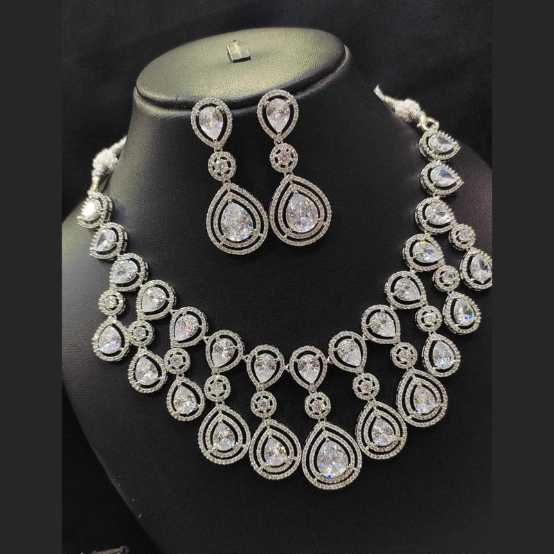 Aamrapali Silver Plated American Diamond Necklace Set