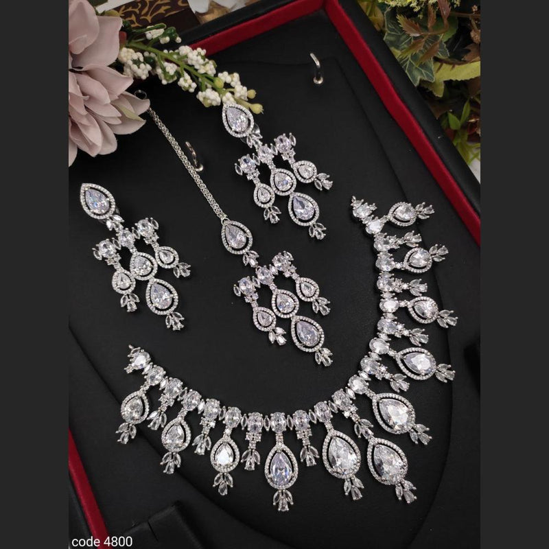 Aamrapali Silver Plated American Diamond Necklace Set