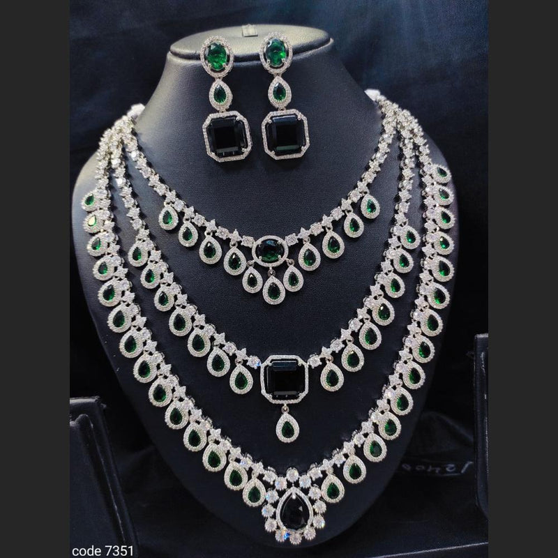 Aamrapali Silver Plated American Diamond Long Necklace Set