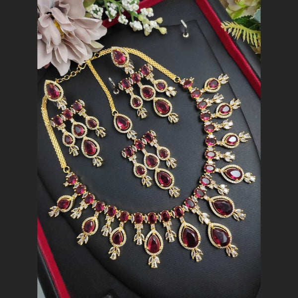 Aamrapali Gold Plated American Diamond Necklace Set