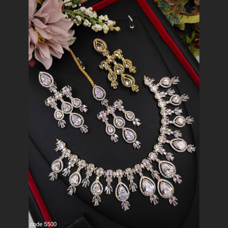 Aamrapali Gold Plated American Diamond Necklace Set