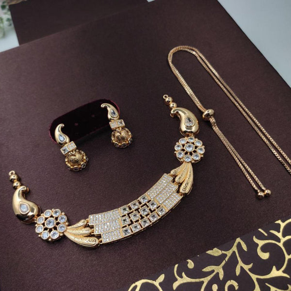 Aamrapali Gold Plated AD Necklace Set