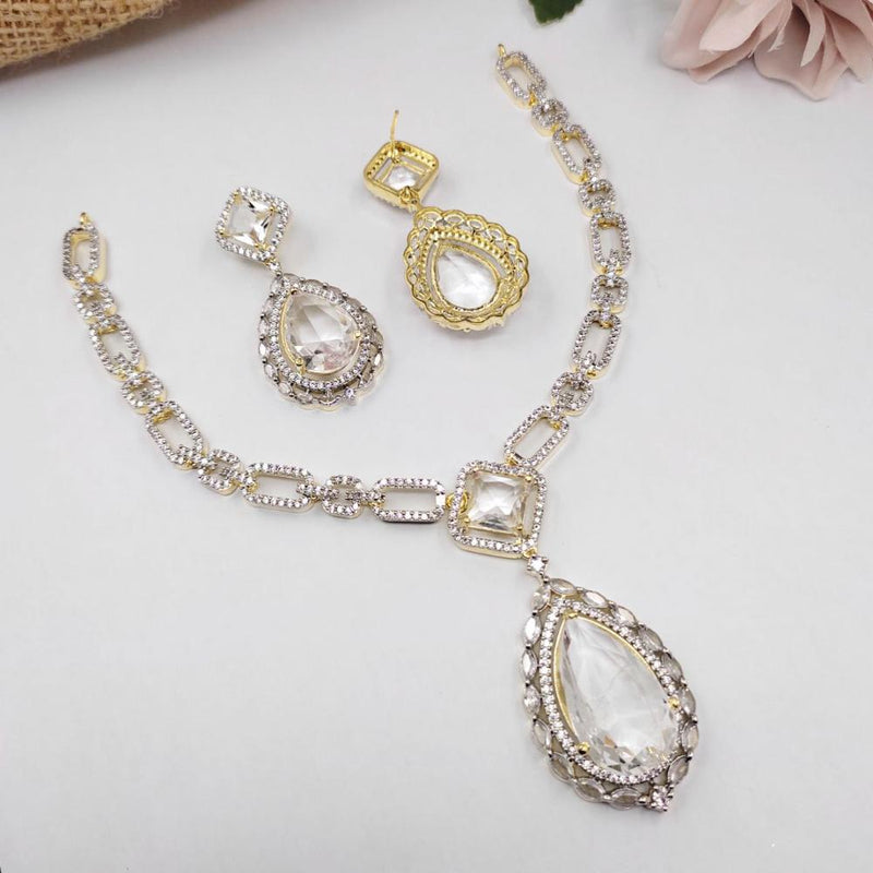 Aamrapali Gold Plated AD Necklace Set