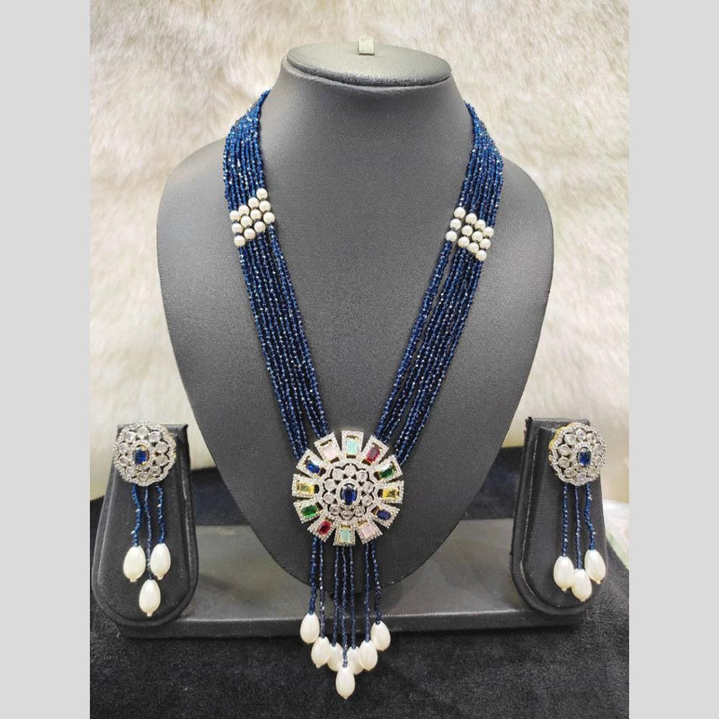 Aamrapali Gold Plated AD And Pearl Necklace Set