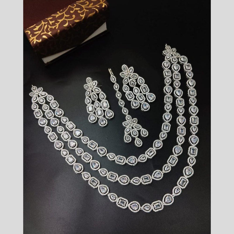 Aamrapali  Silver Plated American Diamond Necklace Set