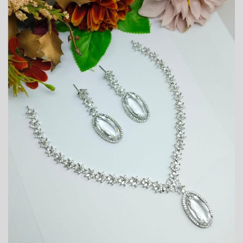 Aamrapali Silver Plated Austrian Stone Necklace Set