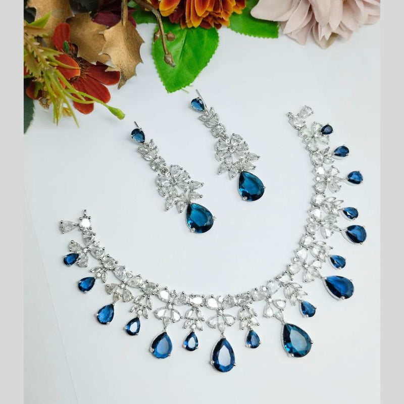 Aamrapali Silver Plated American Diamond Necklace Set