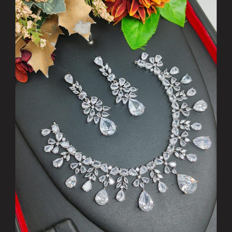 Aamrapali Silver Plated American Diamond Necklace Set