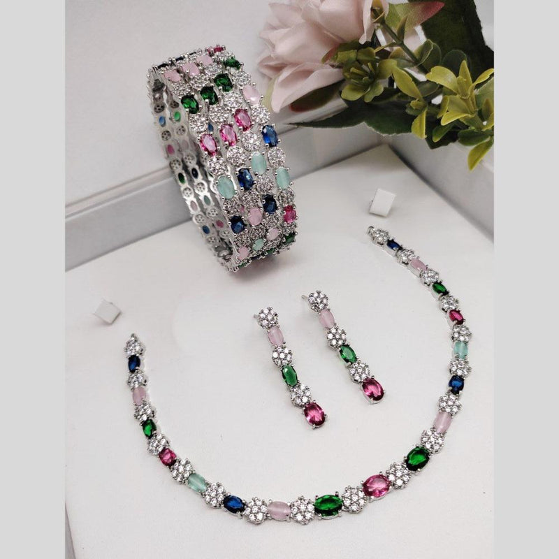 Aamrapali Silver Plated American Diamond Combo Set