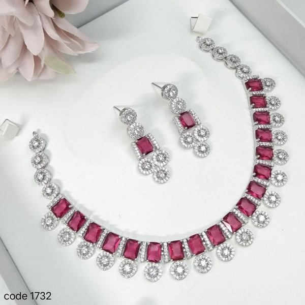 Aamrapali Silver Plated American Diamond Necklace Set