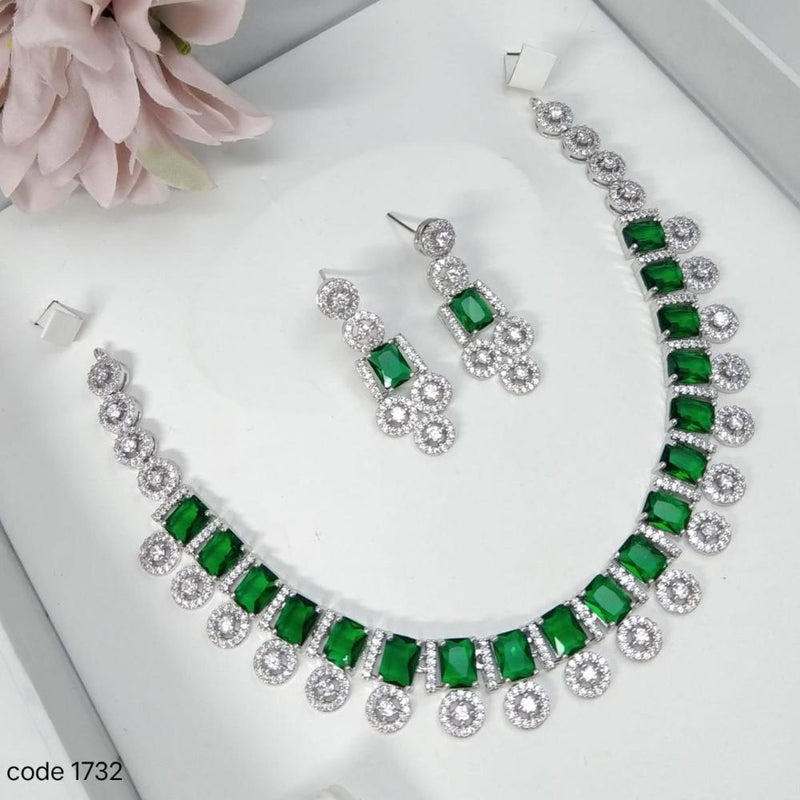 Aamrapali Silver Plated American Diamond Necklace Set