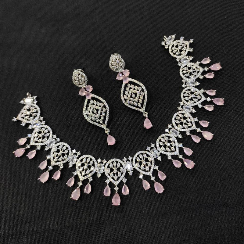 Aamrapali Silver Plated American Diamond Necklace Set