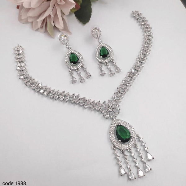 Aamrapali Silver Plated American Diamond Necklace Set