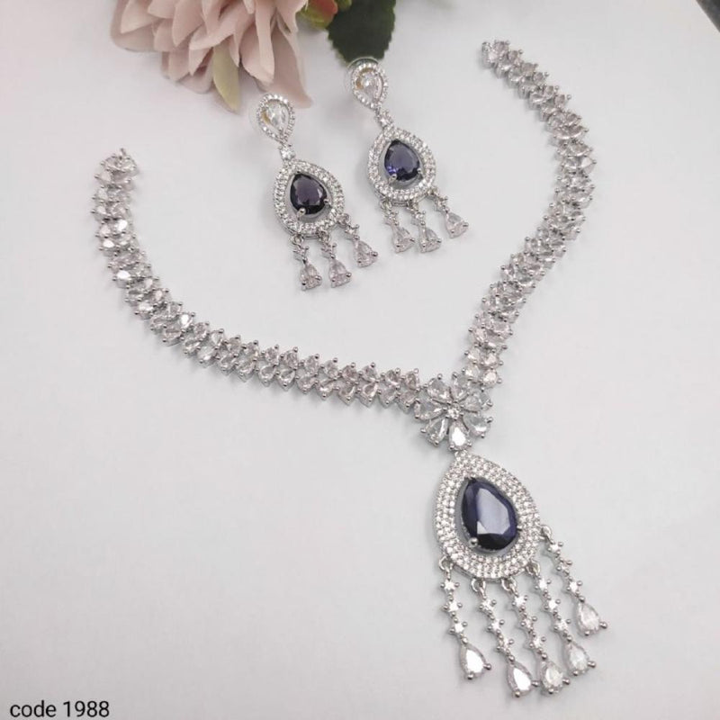 Aamrapali Silver Plated American Diamond Necklace Set