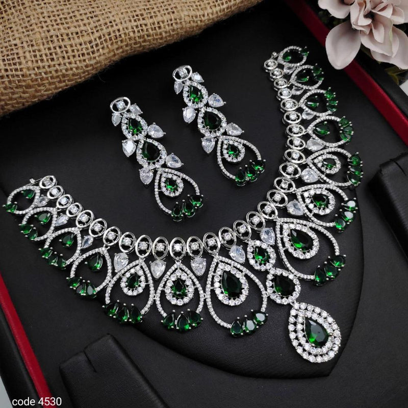 Aamrapali Silver Plated American Diamond Necklace Set