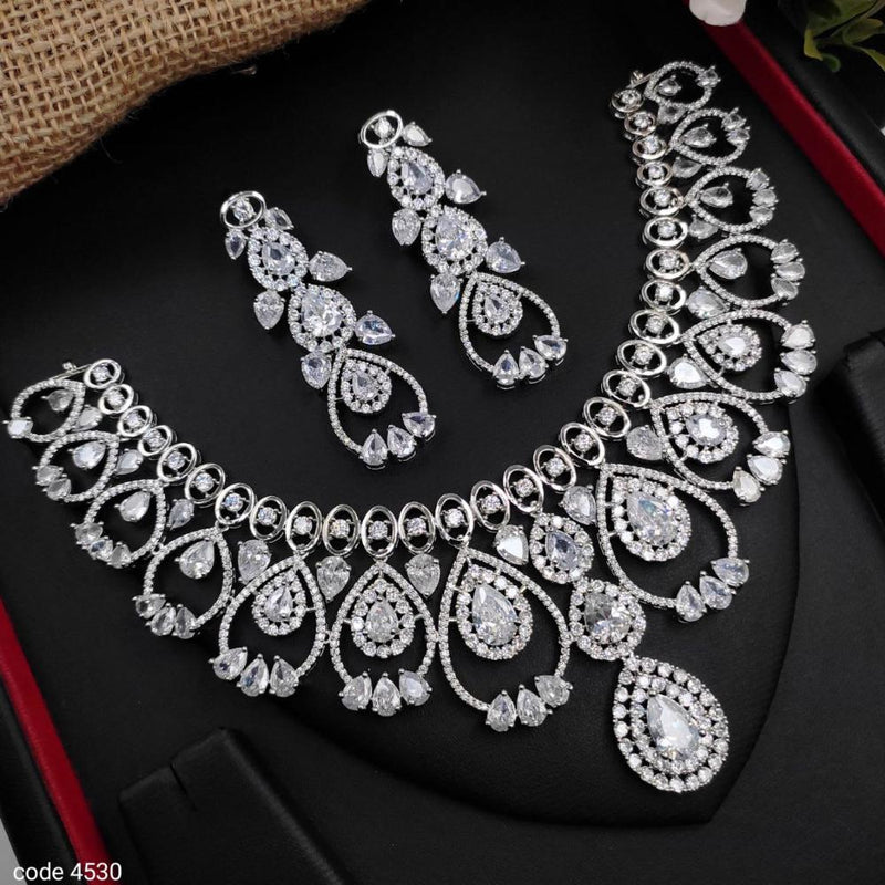 Aamrapali Silver Plated American Diamond Necklace Set