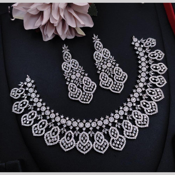 Aamrapali Silver Plated American Diamond Necklace Set