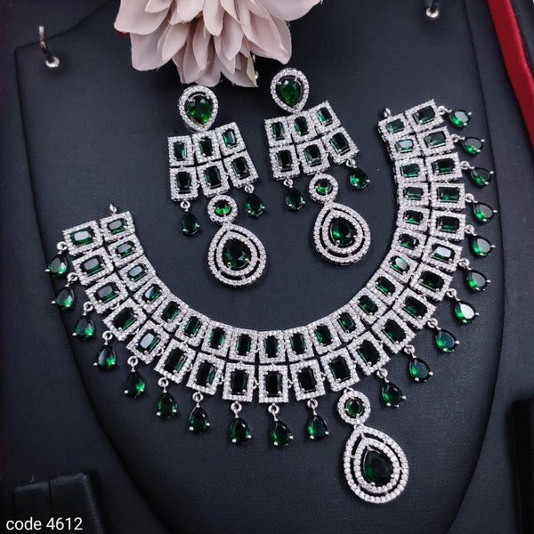 Aamrapali Silver Plated American Diamond Necklace Set