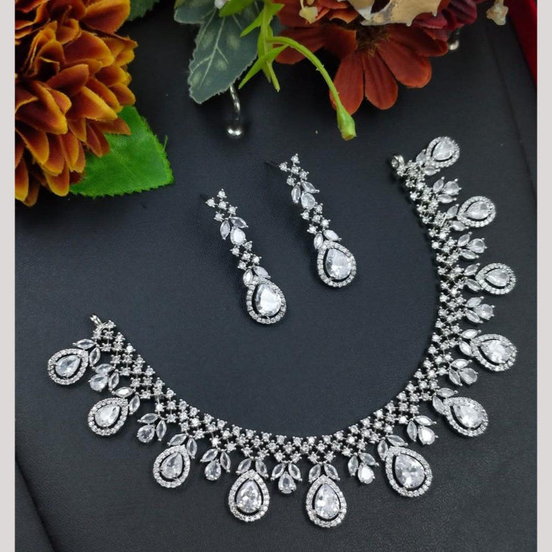 Aamrapali Silver Plated American Diamond Necklace Set