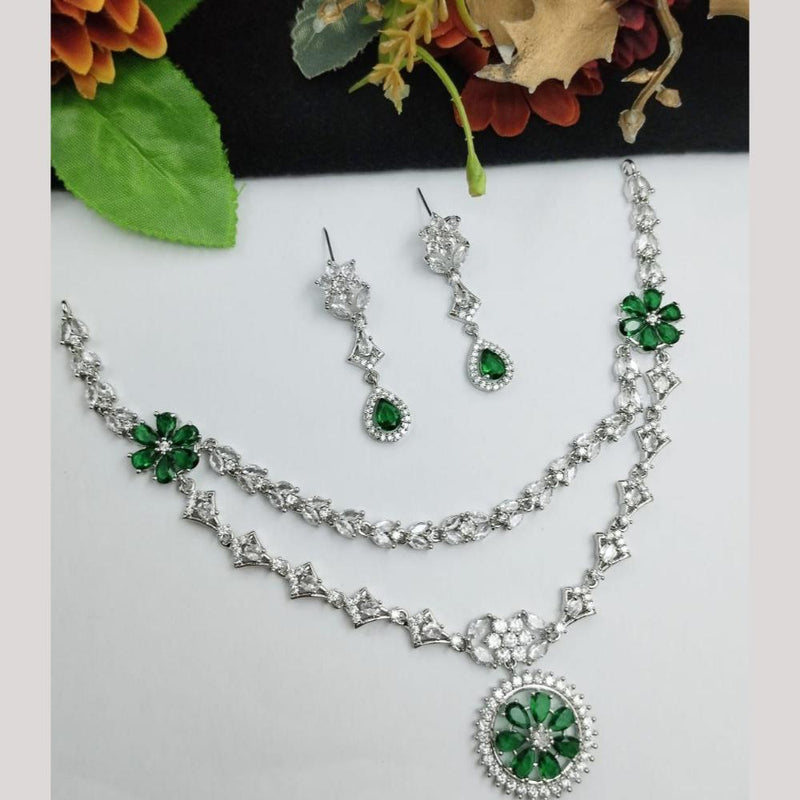 Aamrapali Silver Plated American Diamond Necklace Set