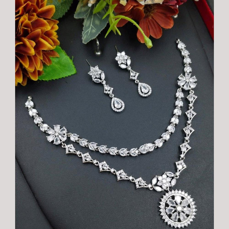 Aamrapali Silver Plated American Diamond Necklace Set