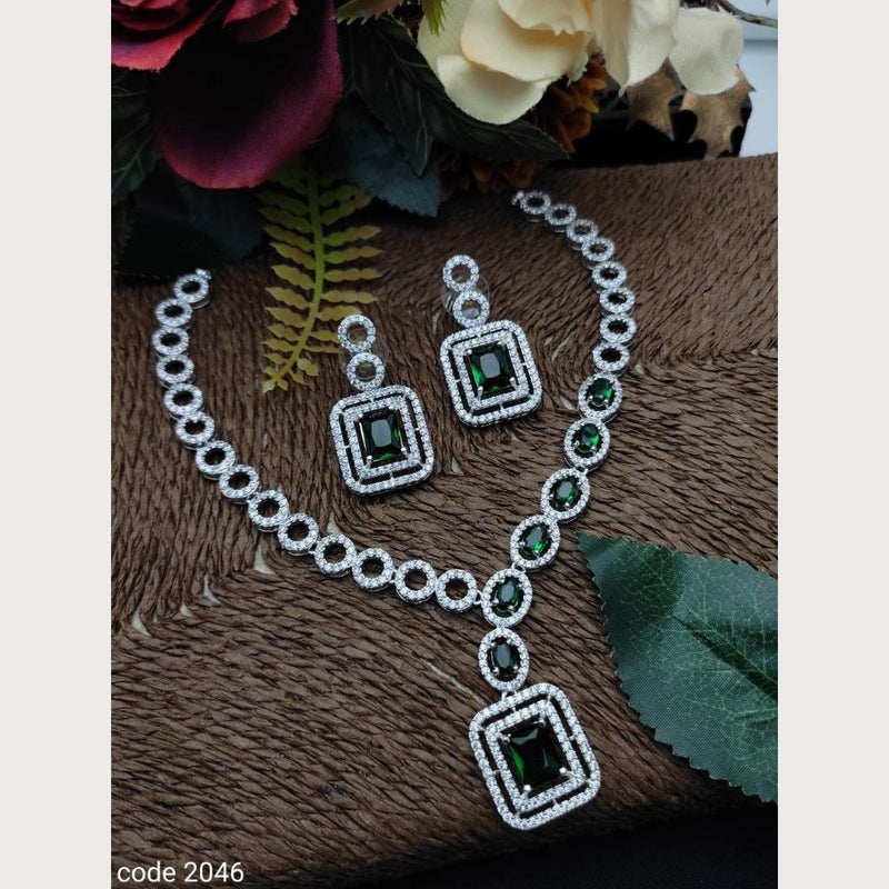 Aamrapali Silver Plated American Diamond Necklace Set