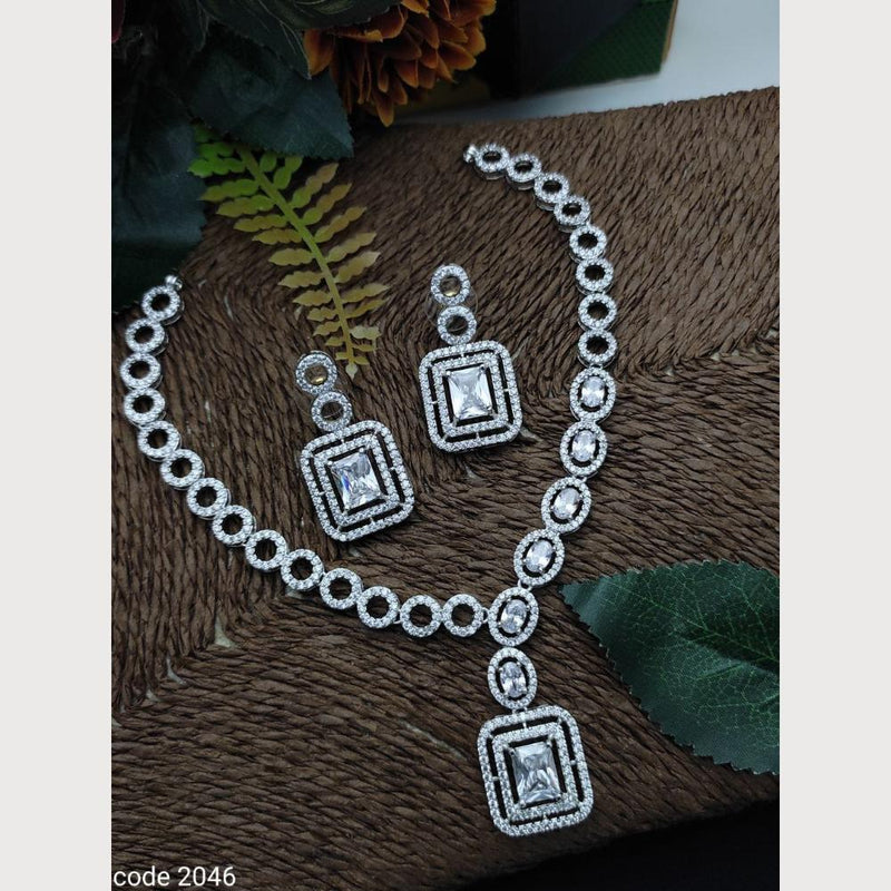 Aamrapali Silver Plated American Diamond Necklace Set