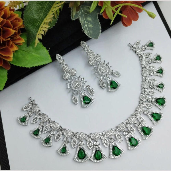 Aamrapali Silver Plated American Diamond Necklace Set