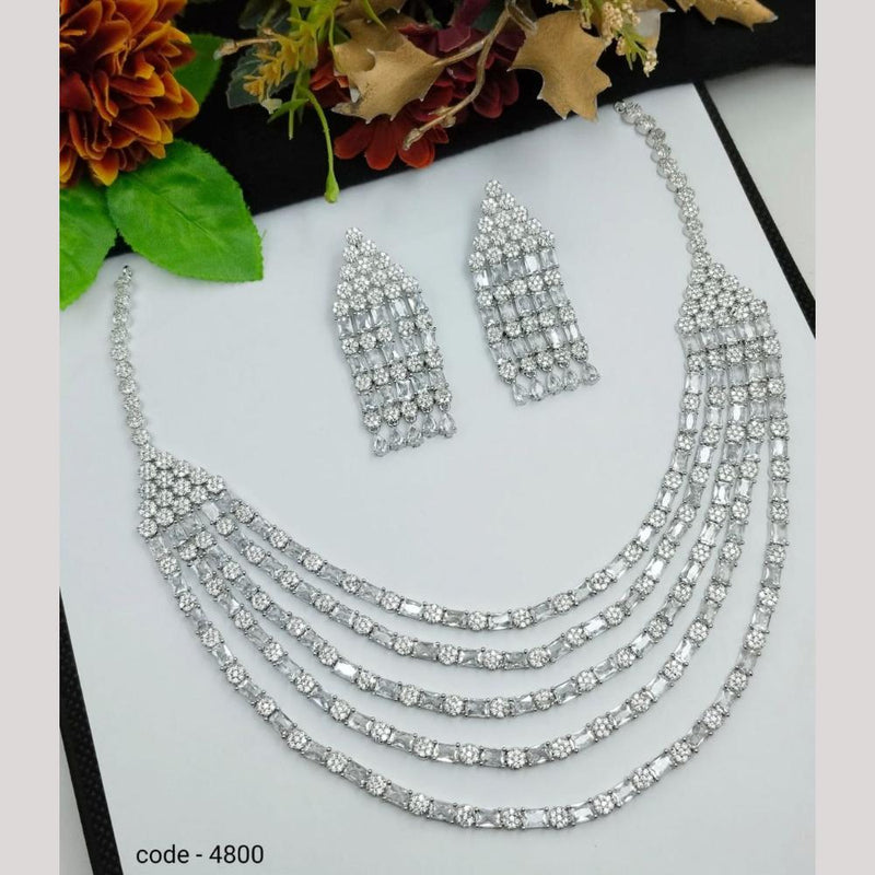 Aamrapali Silver Plated American Diamond Necklace Set