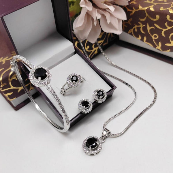 Aamrapali Silver Plated American Diamond Combo Set