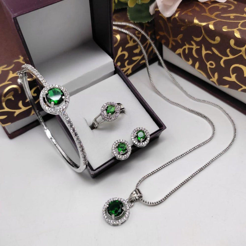 Aamrapali Silver Plated American Diamond Combo Set