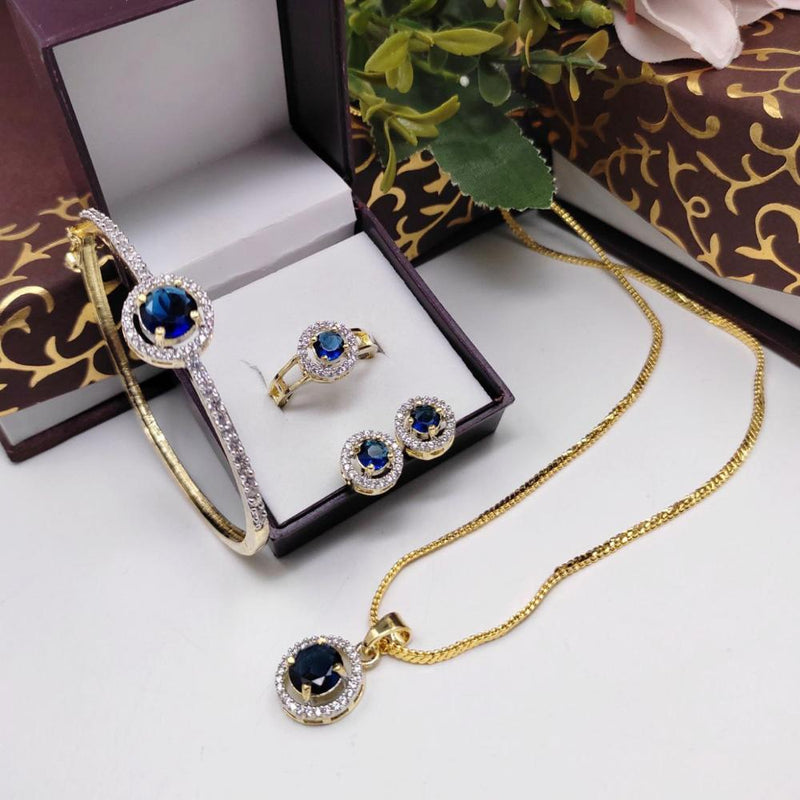 Aamrapali Gold Plated American Diamond Combo Set