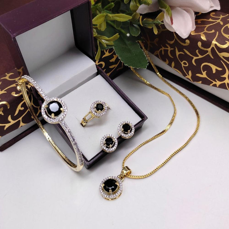 Aamrapali Gold Plated American Diamond Combo Set