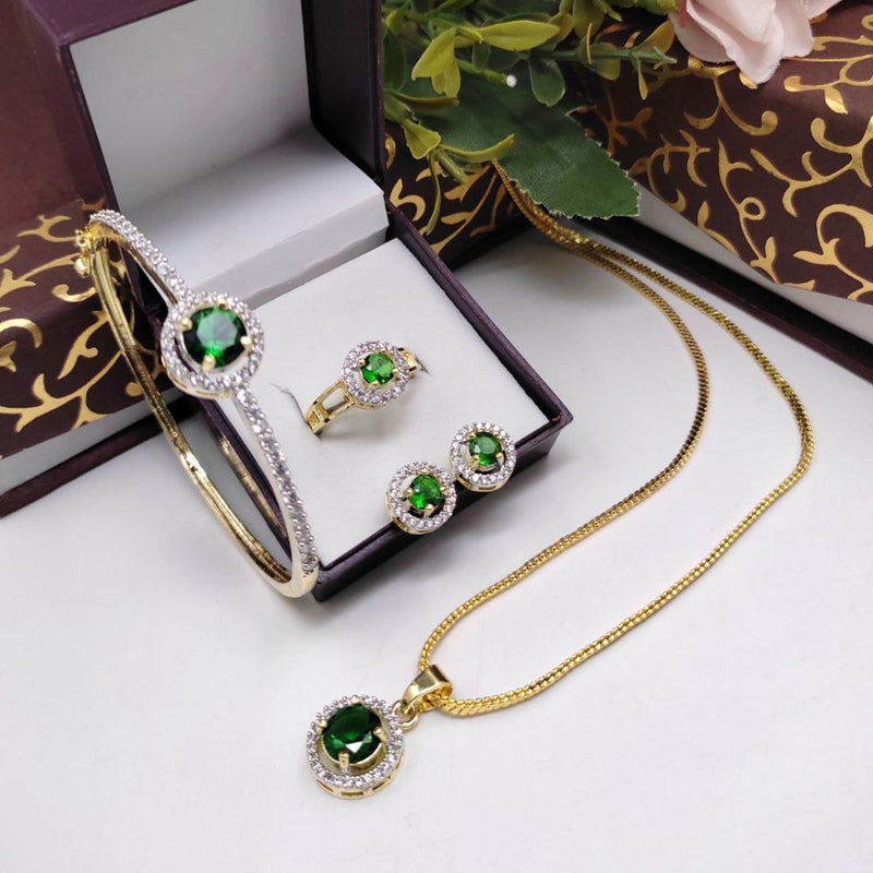 Aamrapali Gold Plated American Diamond Combo Set