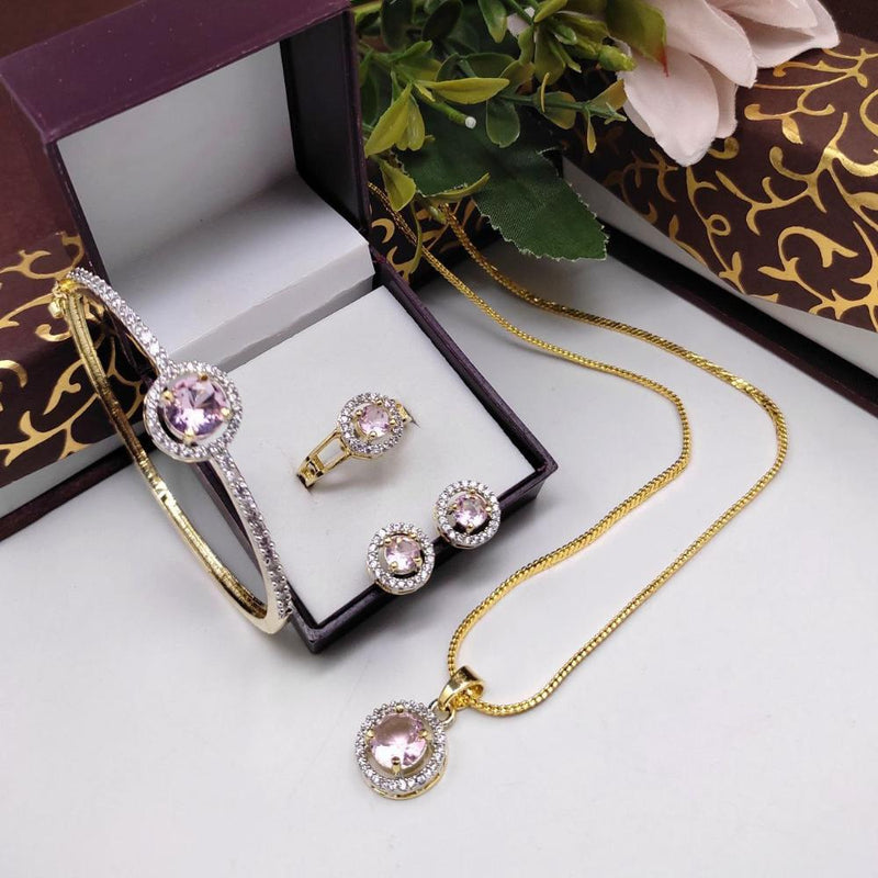 Aamrapali Gold Plated American Diamond Combo Set