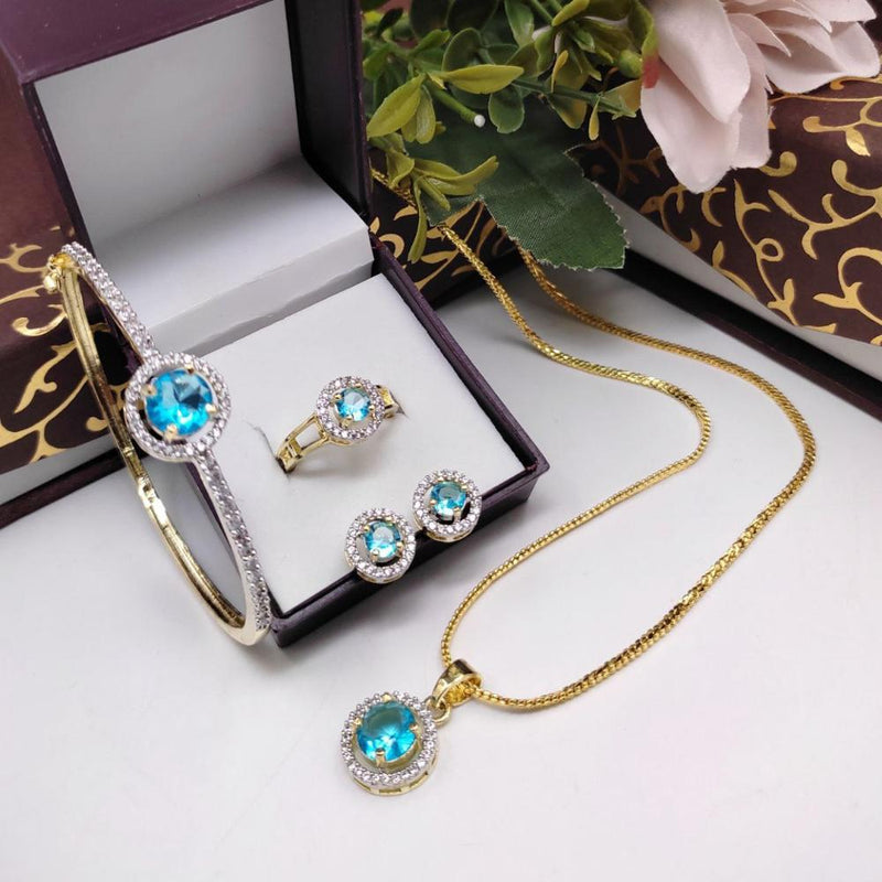 Aamrapali Gold Plated American Diamond Combo Set