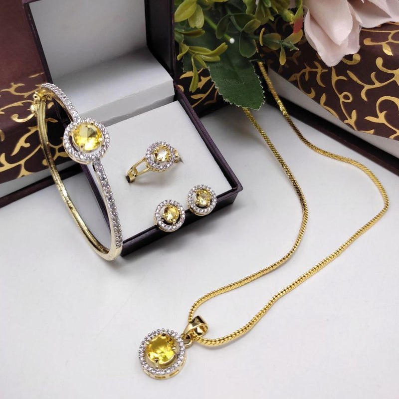 Aamrapali Gold Plated American Diamond Combo Set