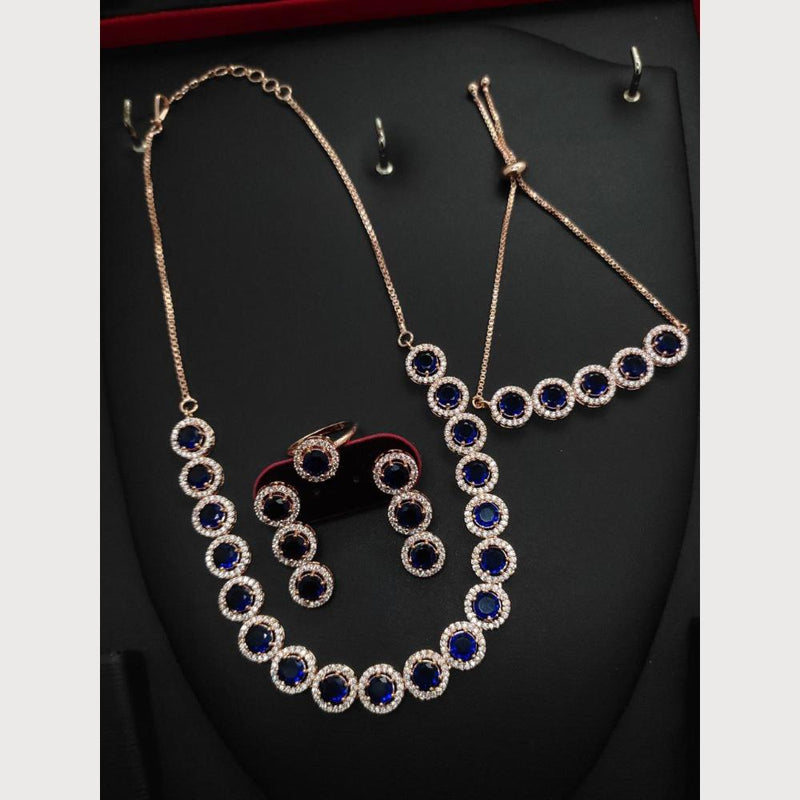 Aamrapali Rose Gold Plated American Diamond Combo Set