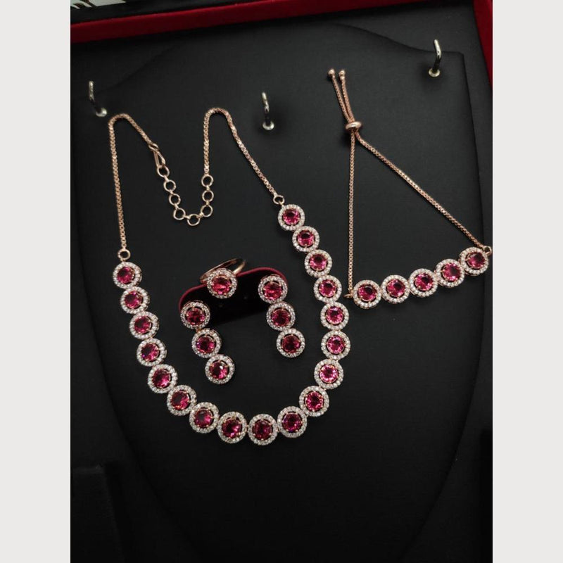 Aamrapali Rose Gold Plated American Diamond Combo Set